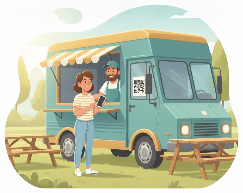 Food trucks & festival vendors scene: Join the line from the QR.